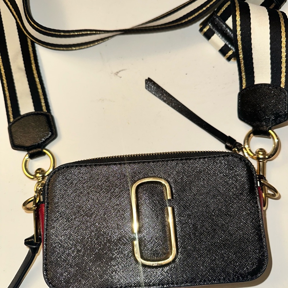 Marc Jacobs Black Crossbody Bag with Gold Accents
